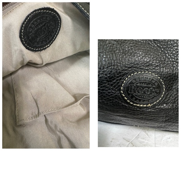 ROOTS Pebble Leather Expandable Big Tote Bag Satchel Shoulder Handbag Zip Pocket - Picture 13 of 16